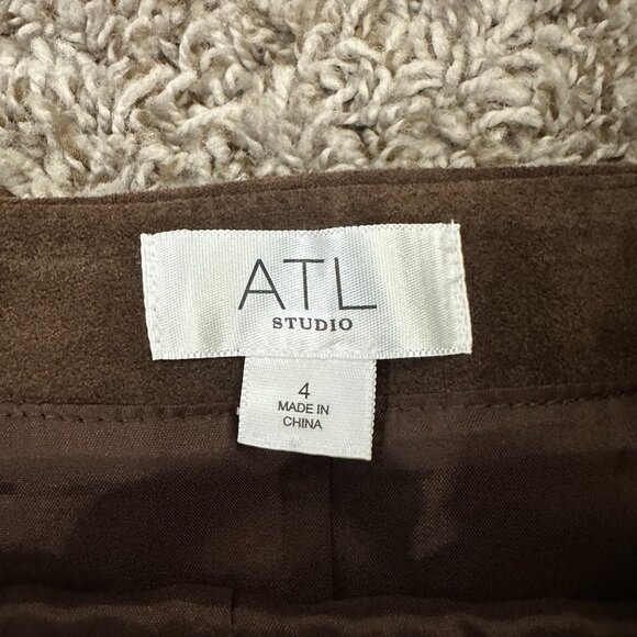 100% Leather Brown Suede Knee Length Skirt ATL Sz 4 Dark academia western - Picture 8 of 8